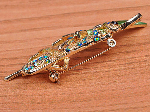 Peridot Green Insect Grasshopper Locust Leaf Big Pin Brooch