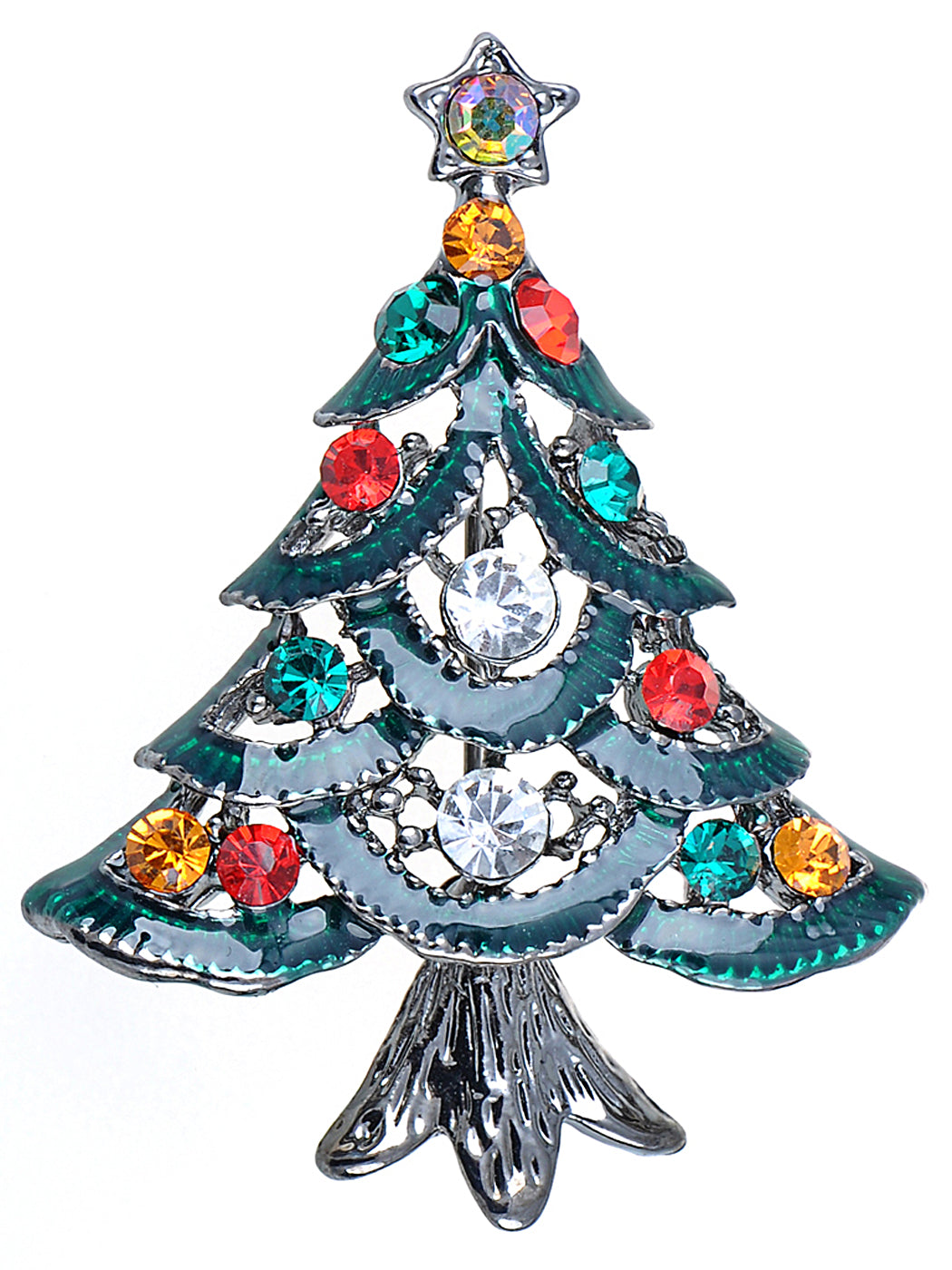 Dazzling Christmas Tree Holiday Jewelry Pin Brooch