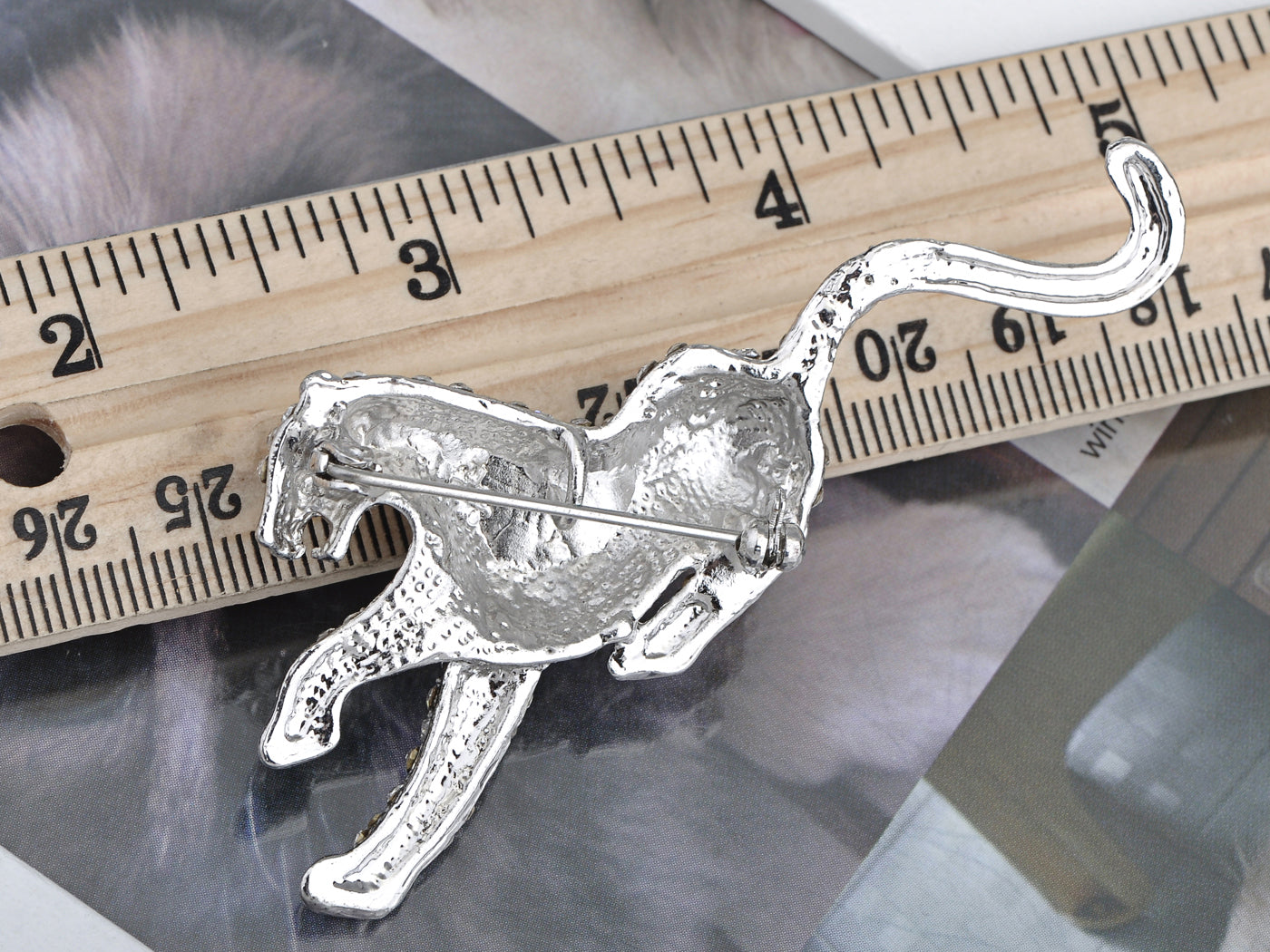 Silver Panther Leopard Lapel Brooch Pin