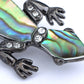 Gun Colored Abalone Lizard Brooch Pin