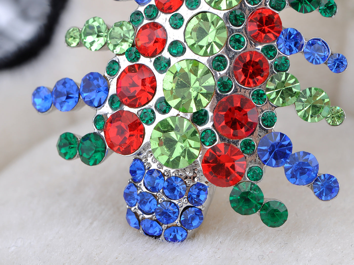 Multi Colored Holiday Christmas Tree Jewel Pin Brooch