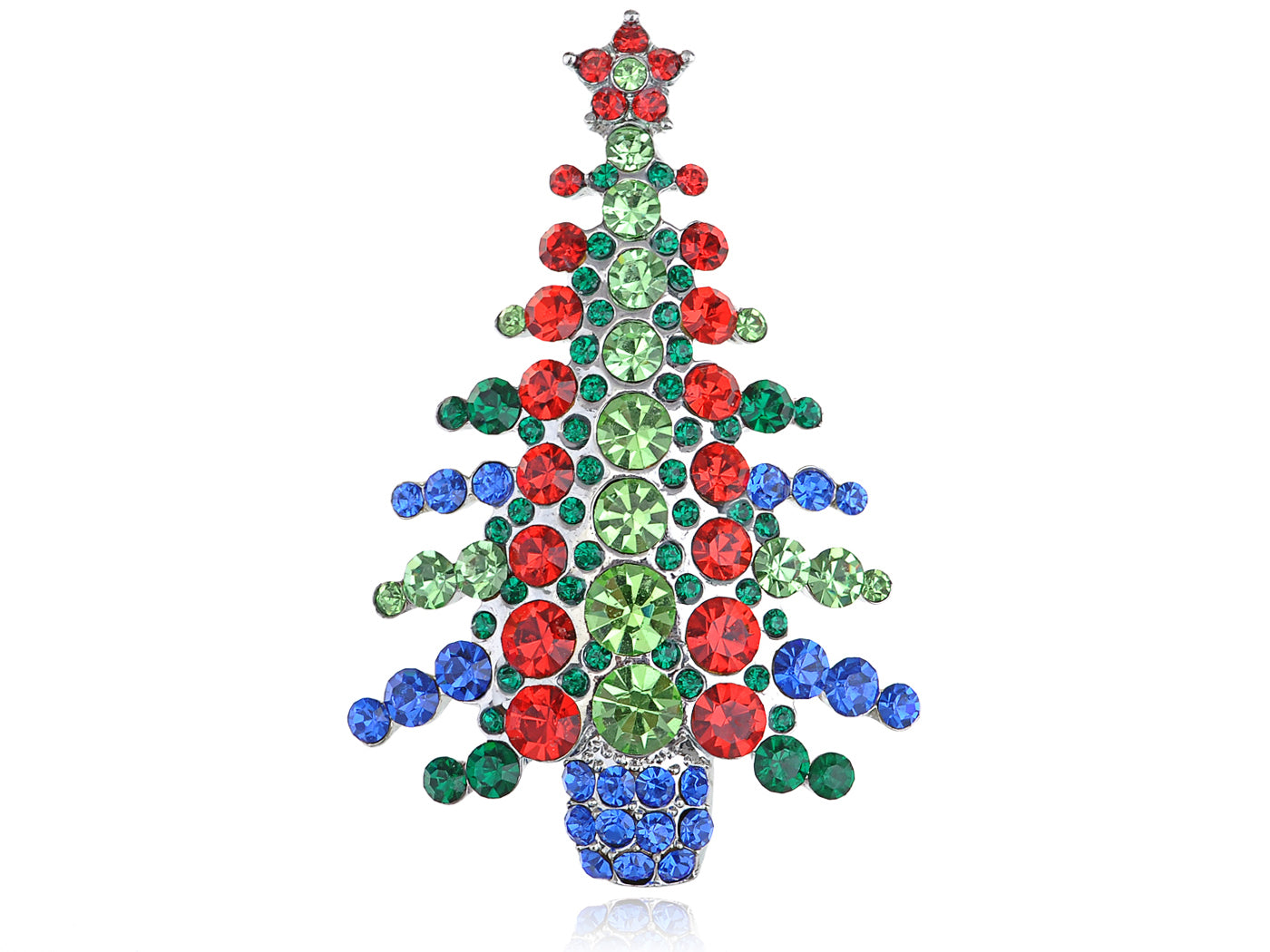 Multi Colored Holiday Christmas Tree Jewel Pin Brooch