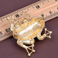 Sapphire & Bead Embedded Frog Toad Jewelry Pin Brooch