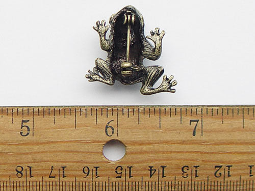 Green Frog Happy Brass Pin Brooch Black Eye Emerald Pin