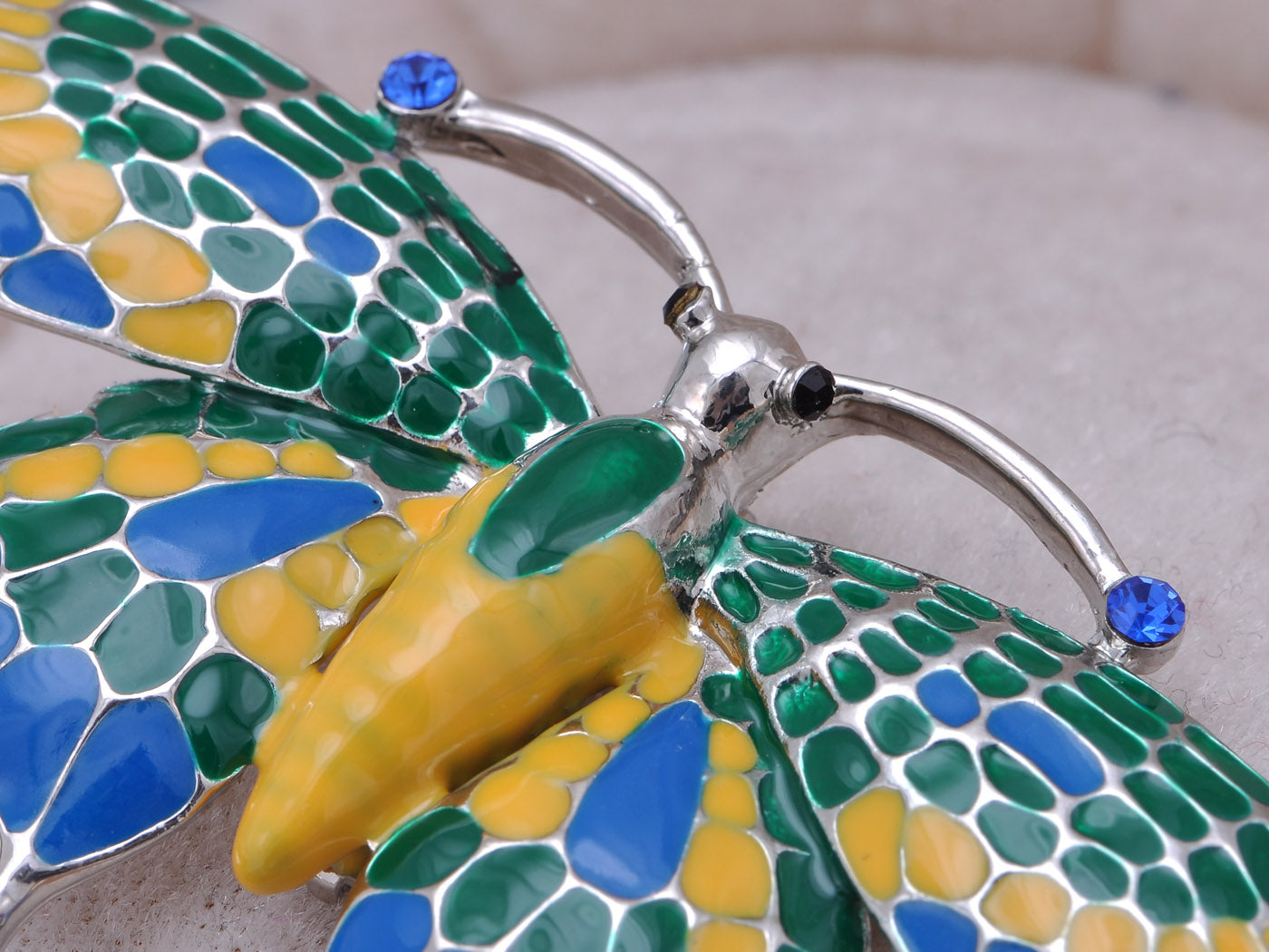 Capri Blue Enamel Painted Butterfly Insect Brooch Jewelry Pin