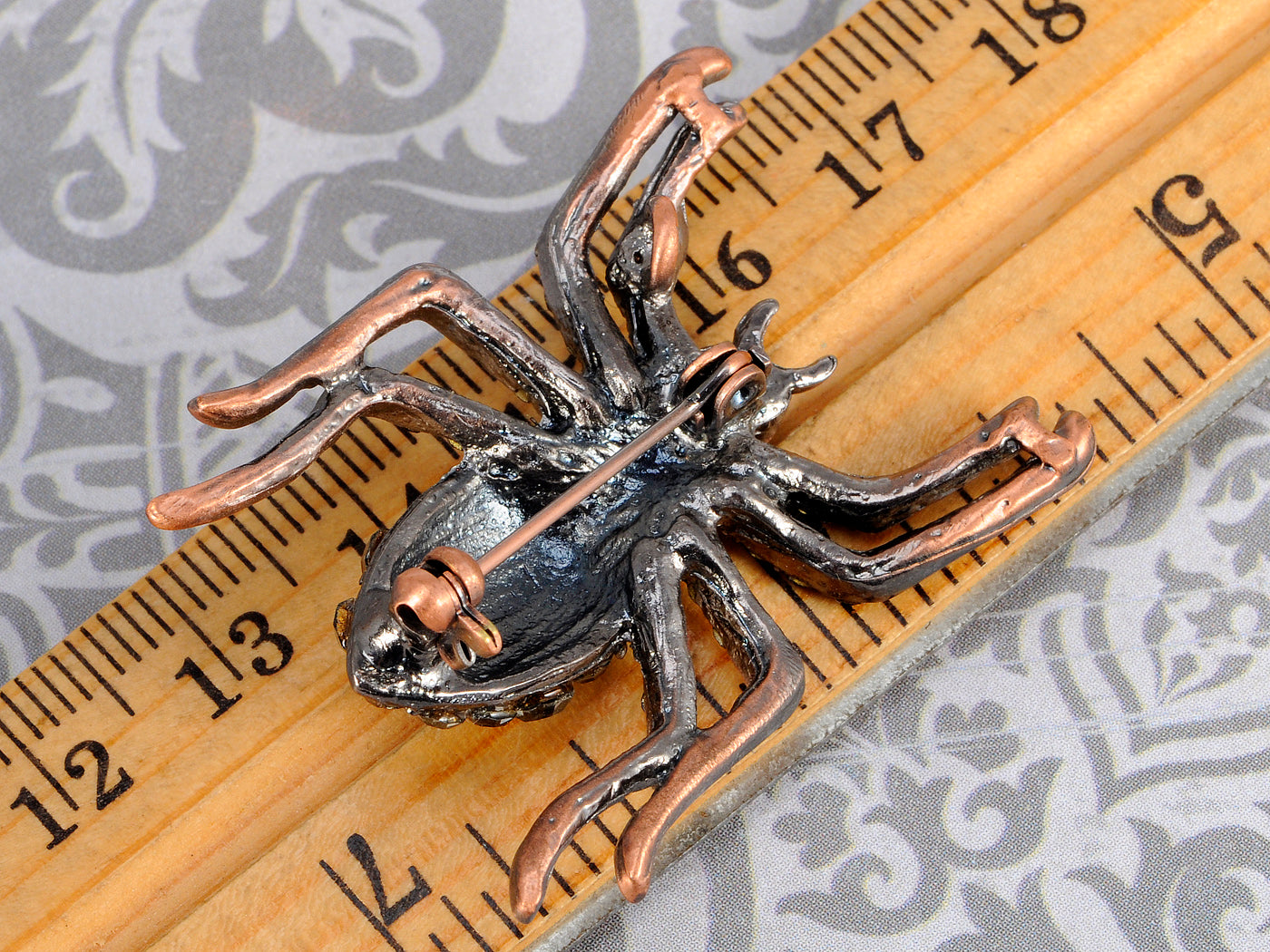 Jet Black Spider Insect Bug Pin Brooch