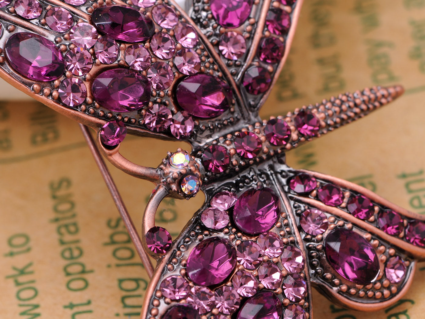 Gun Purple Gem Antique Butterfly Brooch Pin