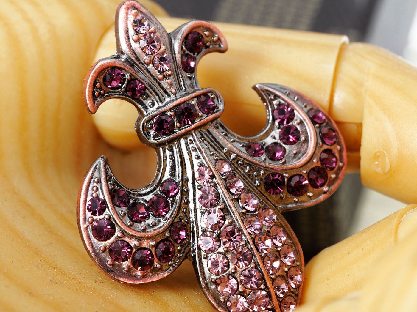 Copper Purple French Fleur De Lis Lily Brooch Pin