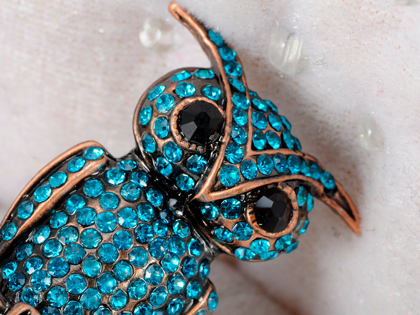 Light Blue Little Owl Hoot Bird Branch Brooch Pin