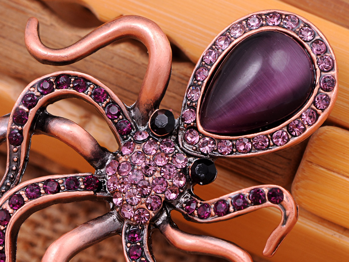 Slive Colored Nautical Rose Octopus Brooch Pin