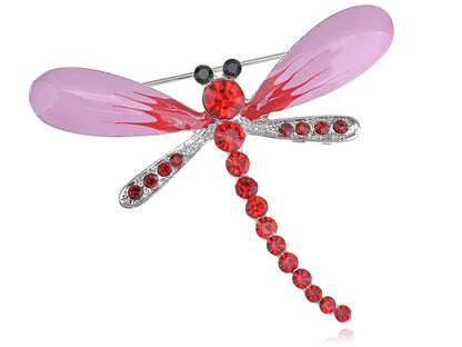 Fuchsia Enamel Ruby Red Dragonfly Insect Pin Brooch