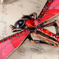 Bronze Red Dragonfly Insect Wings Brooch Pin