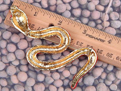 Red Enamel Snake Serpent Ruby Red Enamel Pin Brooch