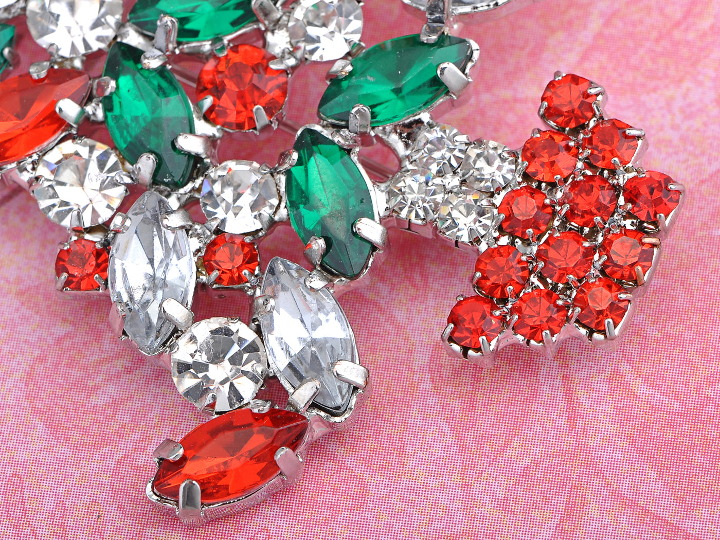 Multi Colored Holiday Christmas Tree Jewel Pin Brooch