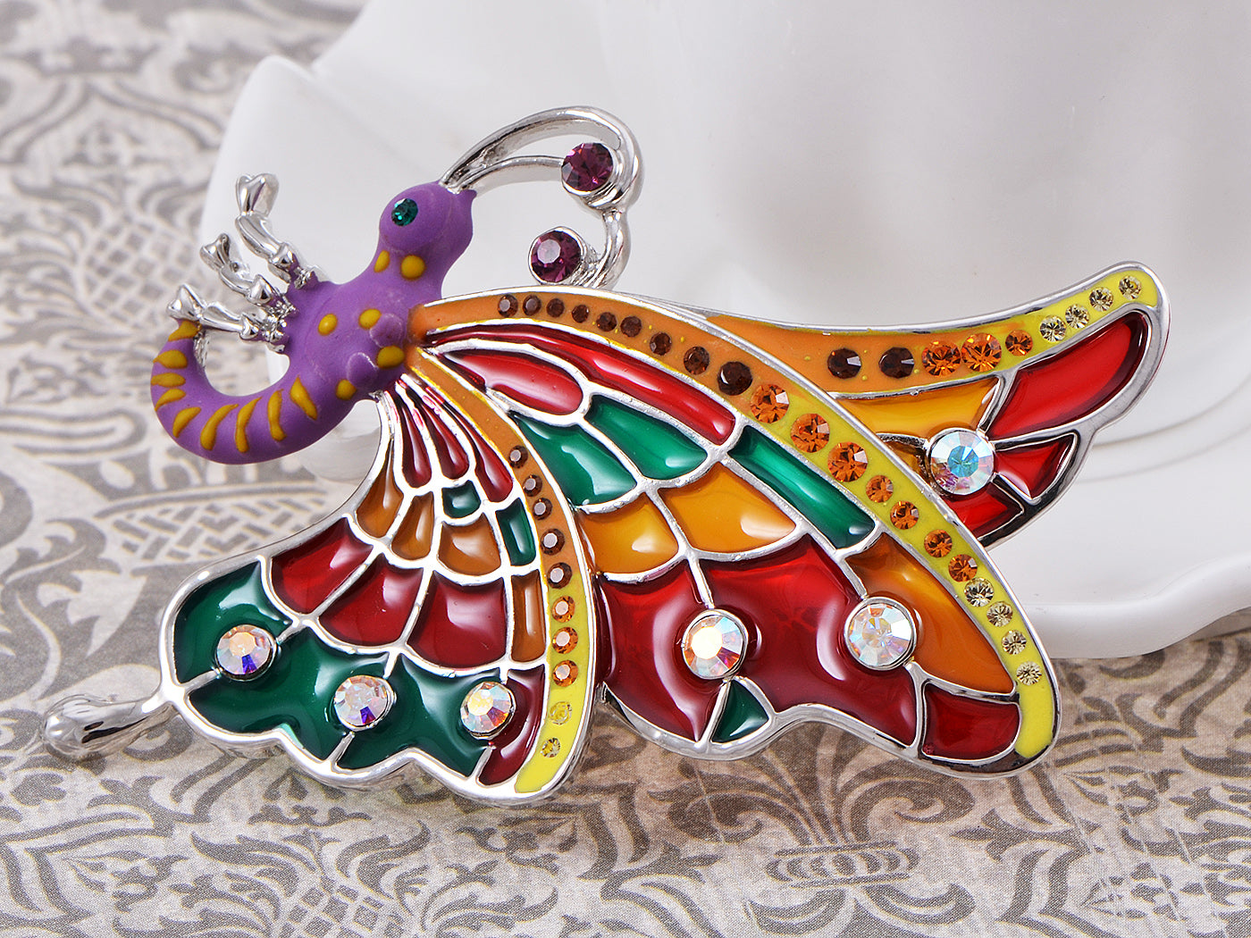 Abalone Colored Dark Butterfly Insect Wings Brooch Pin