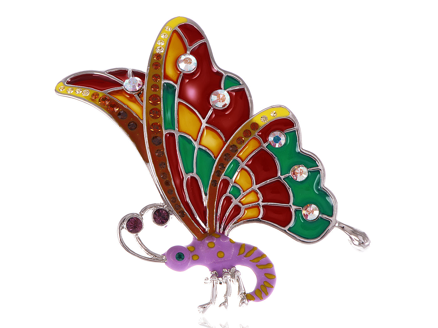 Abalone Colored Dark Butterfly Insect Wings Brooch Pin