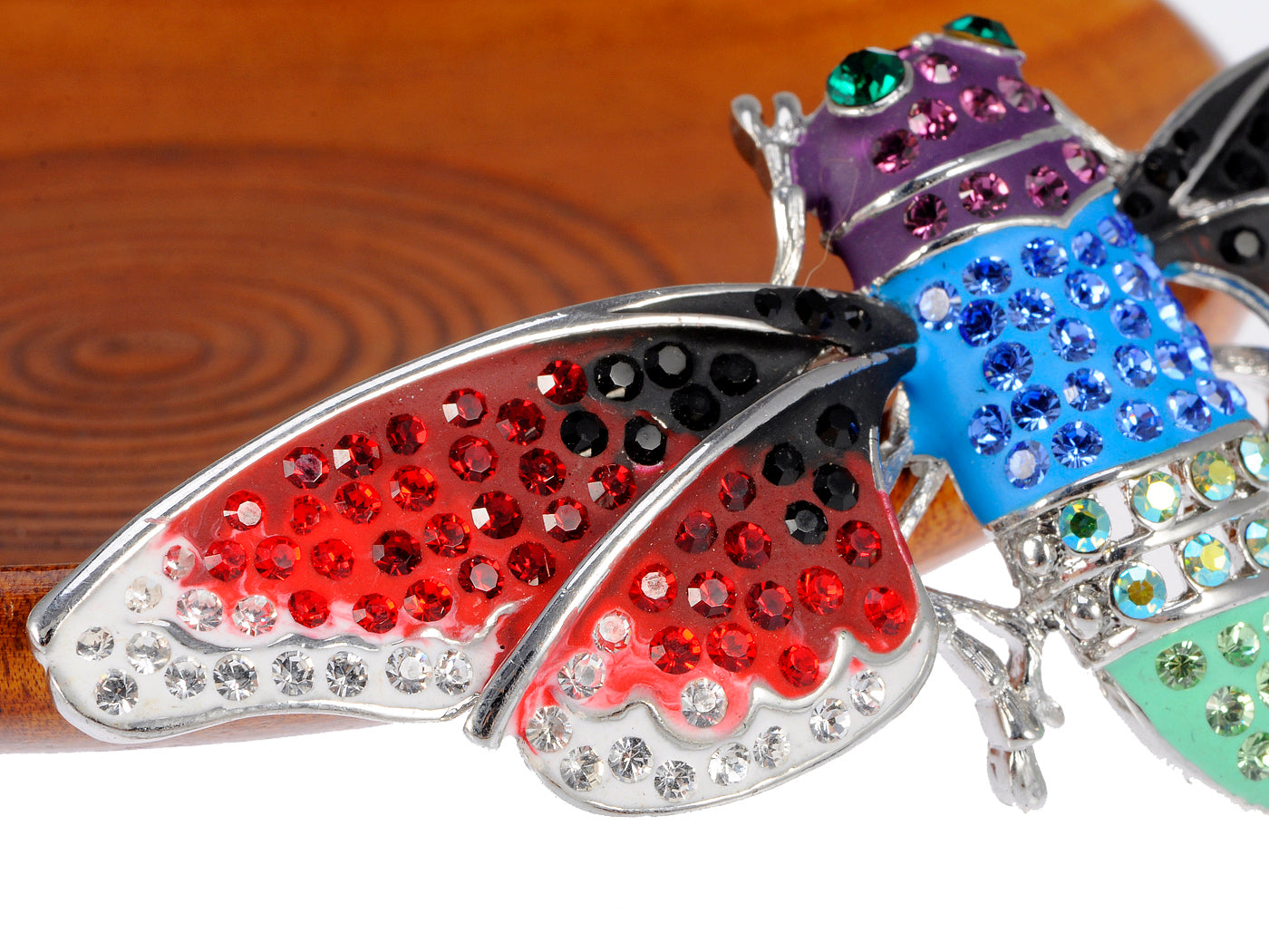 Vibrant Cicada Enamel Wings Purple Red Pin Brooch