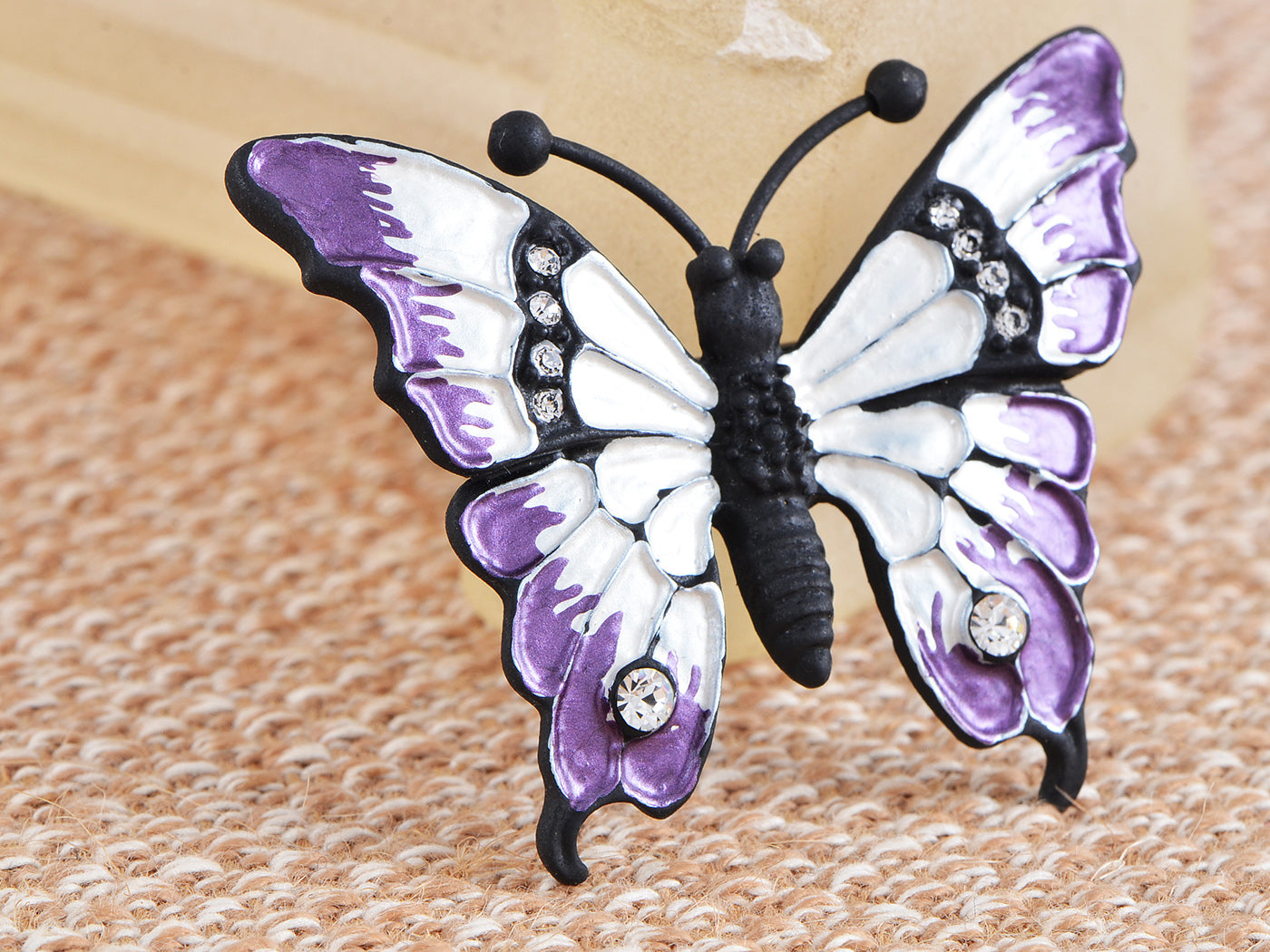 Abalone Colored Dark Butterfly Insect Wings Brooch Pin