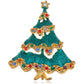 Multicolor Green Holiday Christmas Tree Star Brooch Pin