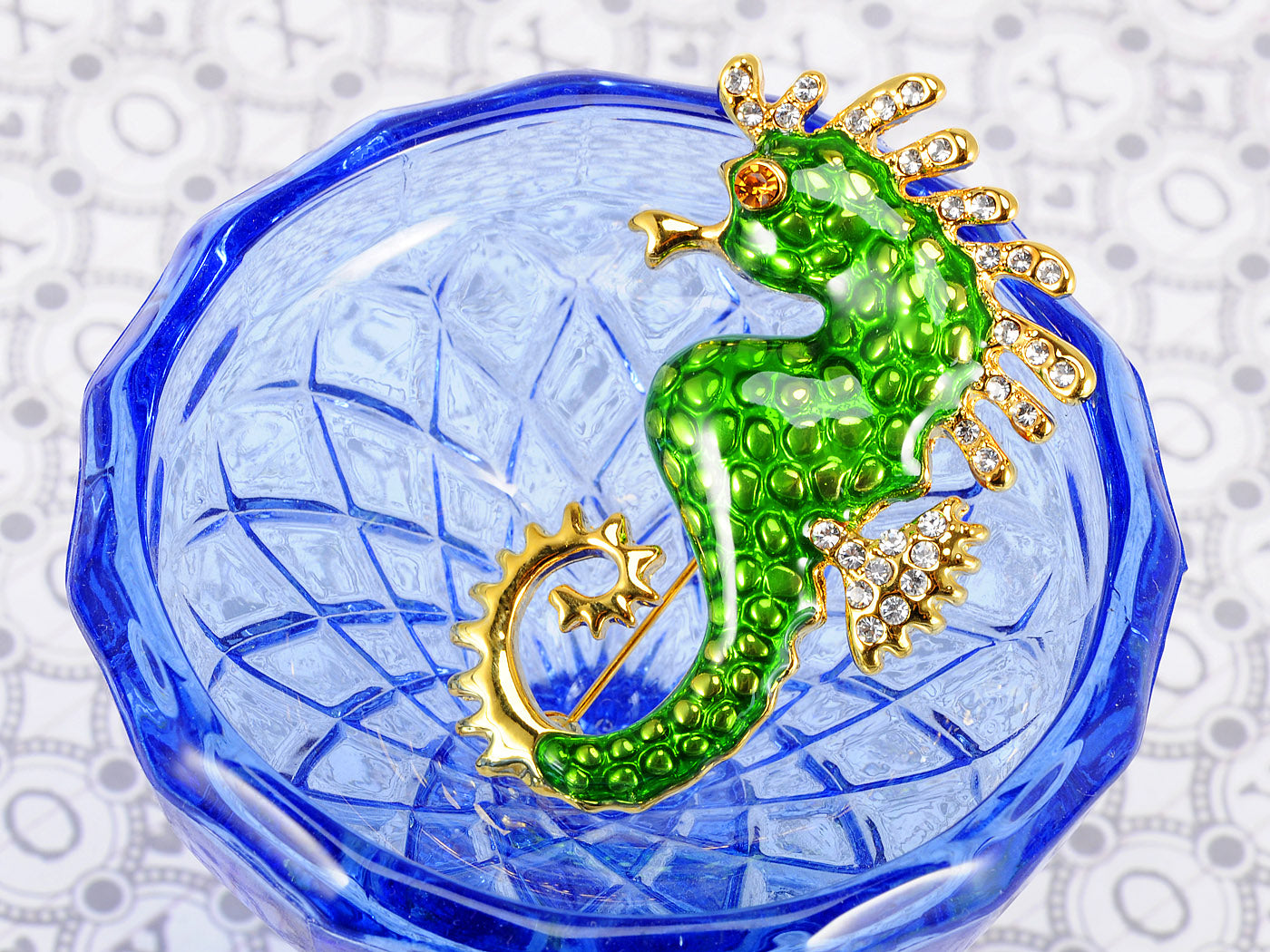 Tail Sea Horse Animal Green Enamel Pin Brooch