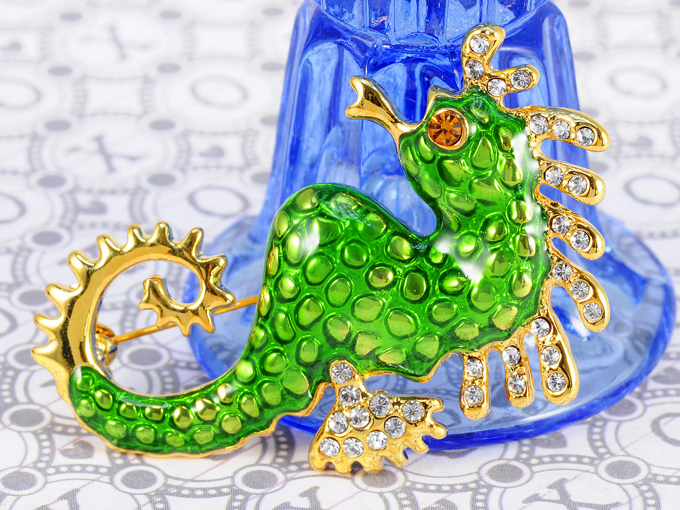 Tail Sea Horse Animal Green Enamel Pin Brooch