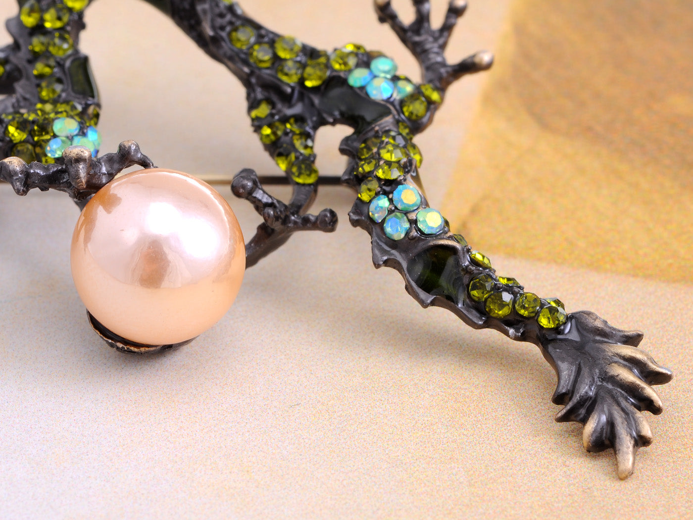 Citrine Pearl Colorful Simulated Pearl Dragon Pin Brooch