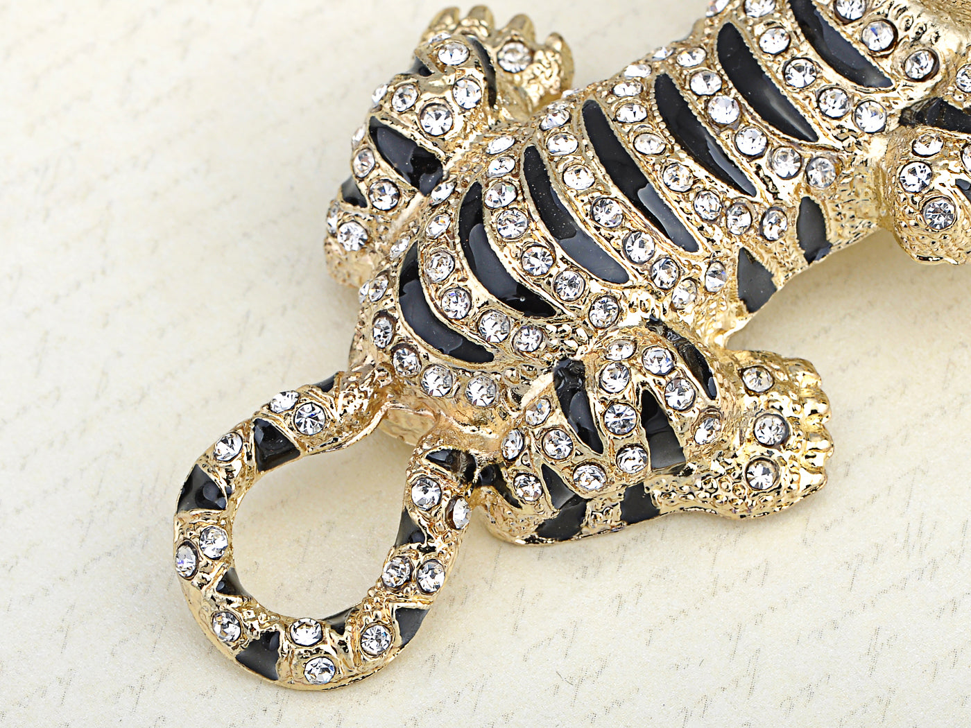 Gold Stripe Tiger Cat Brooch Pin