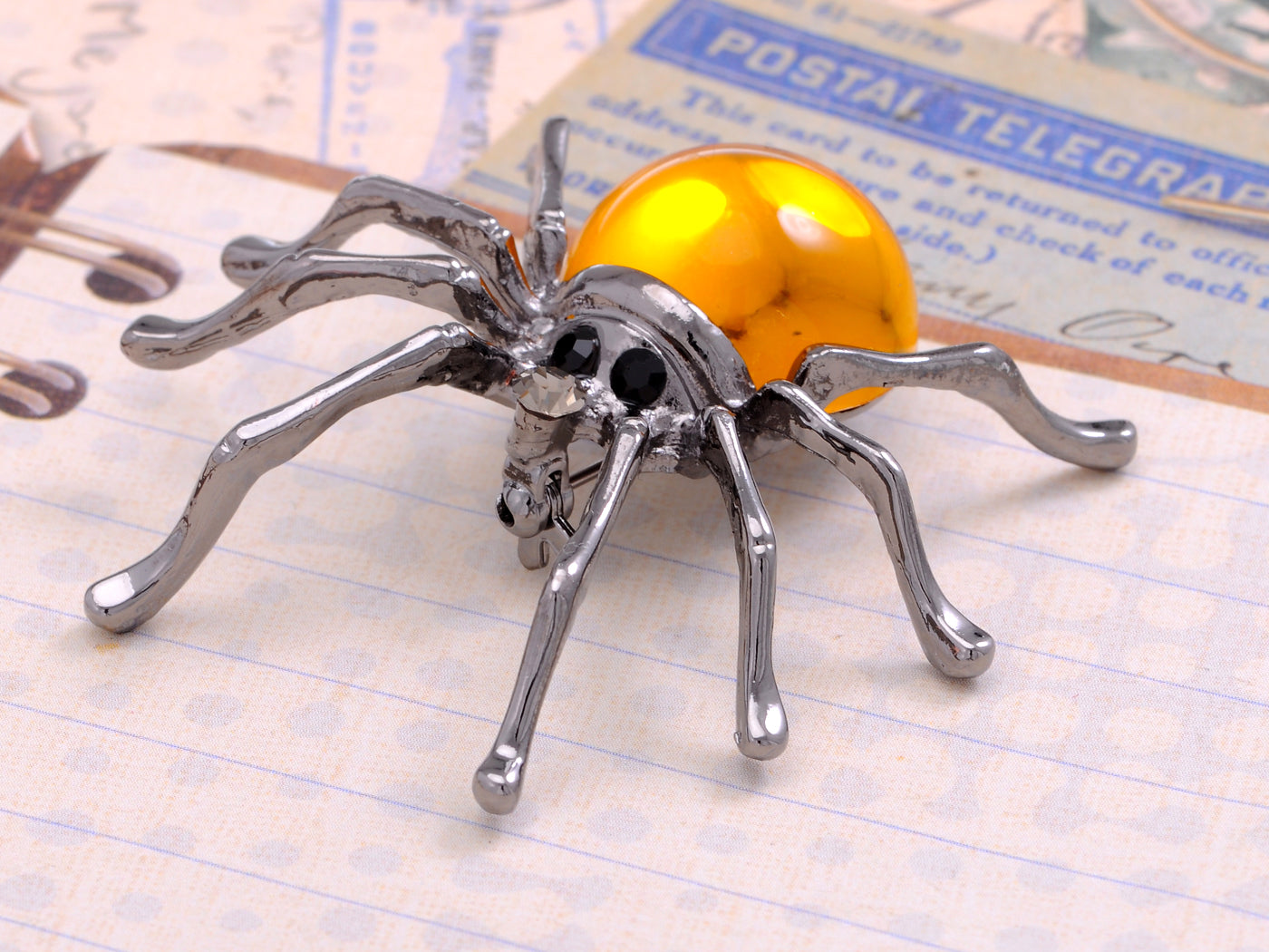 Gun Fat Beaded Body Tarantula Spider Pin Brooch