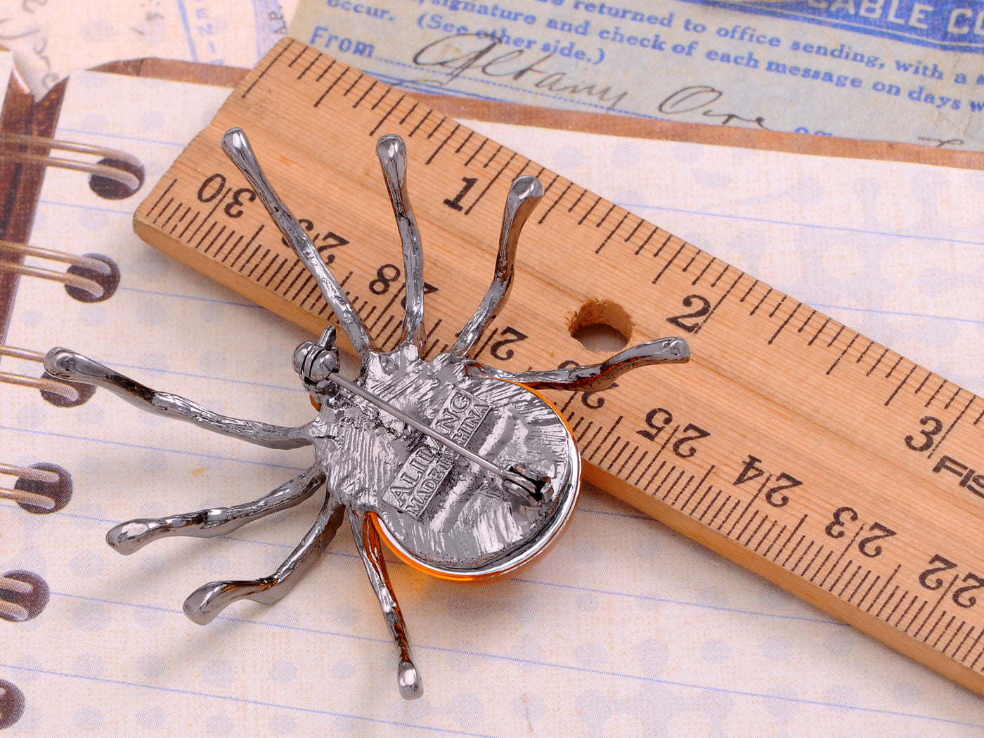 Gun Fat Beaded Body Tarantula Spider Pin Brooch