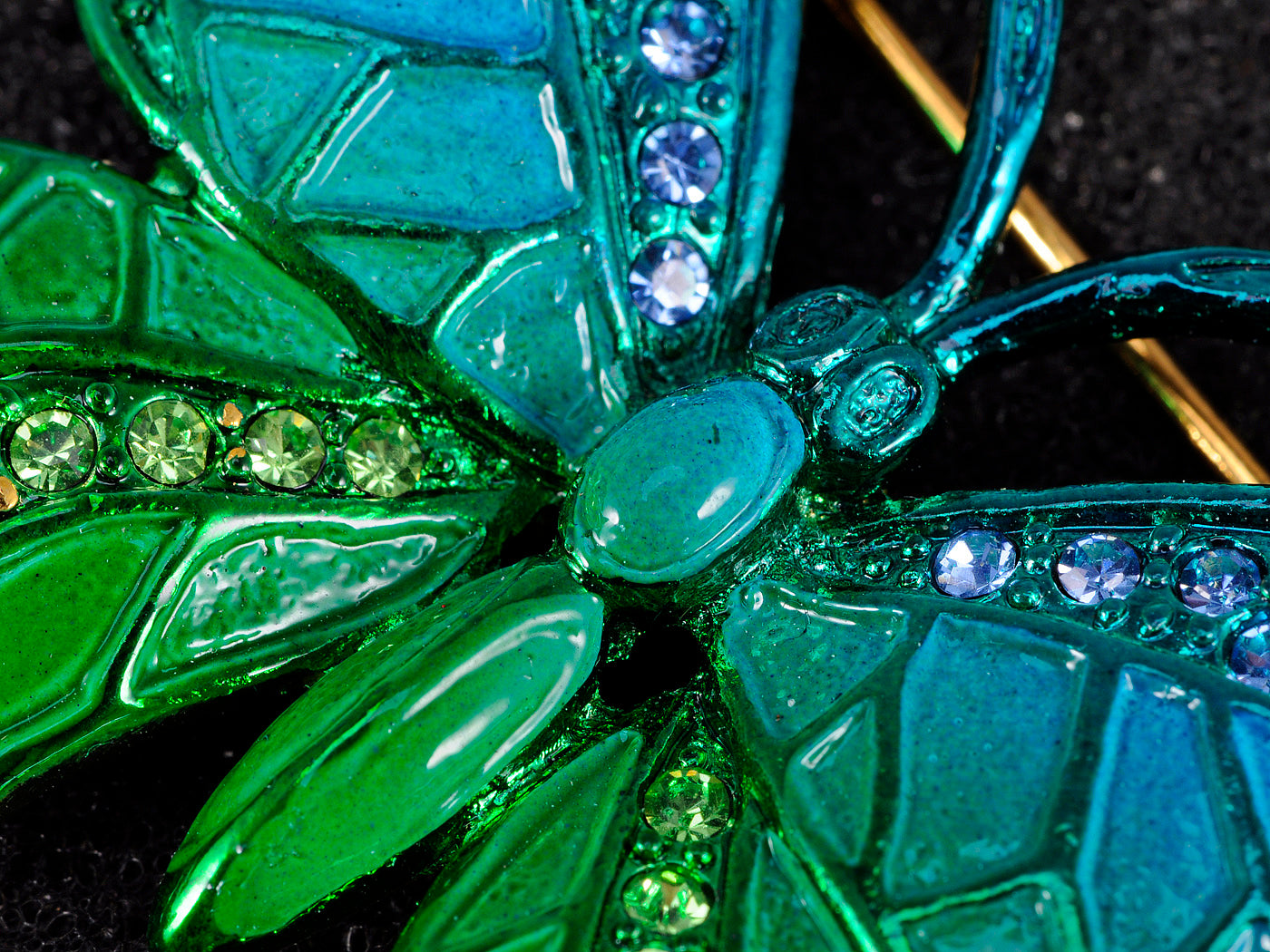 Shine Blue Green Enamel Butterfly Bug Brooch Pin