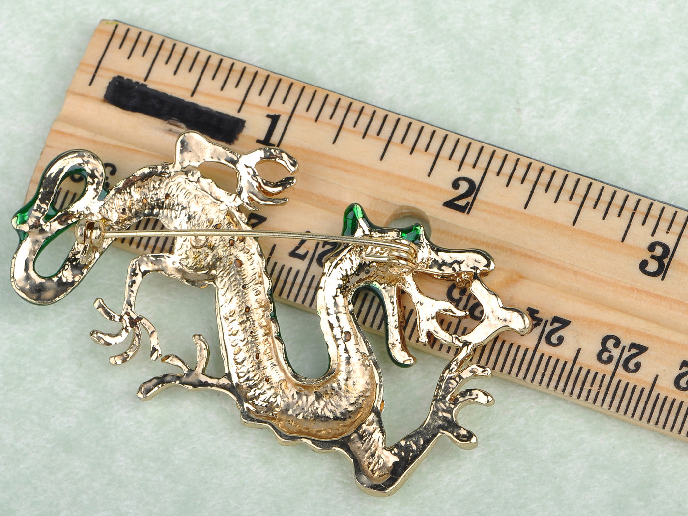 Green Fire Zodiac Dragon Brooch Pin