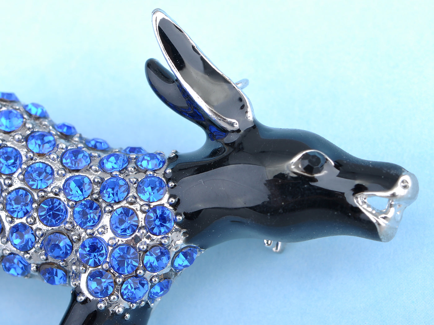 Black Enamel Democrat Donkey Mule Cartoon Animal Convertible To Pendant Brooch Pin - ALILANG.COM