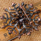 Snowflake Holiday Christmas Copper D Brooch Pin