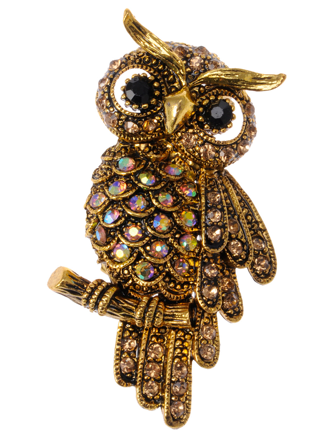 Light Blue Little Owl Hoot Bird Branch Brooch Pin