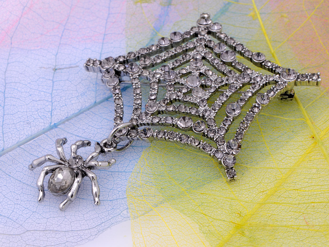 Pale Blue Spider Insect Brooch Pin