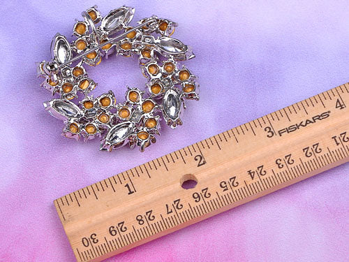 Diamond Floral Wreath Holiday Christmas Old Brooch Pin