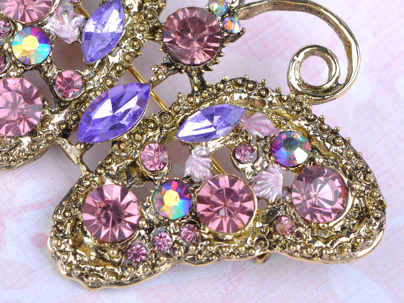 Soft Purple Cutout Butterfly Insect Brooch Pin