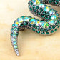 Emerald Green Python Serpent Snake Pin Brooch