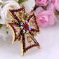 Statement Cross Topaz Amber Autumn Ruby Red Collectible Pin Brooch