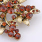Smoked Topaz Amber Flower Floral Wheel Bunch Brooch Pin