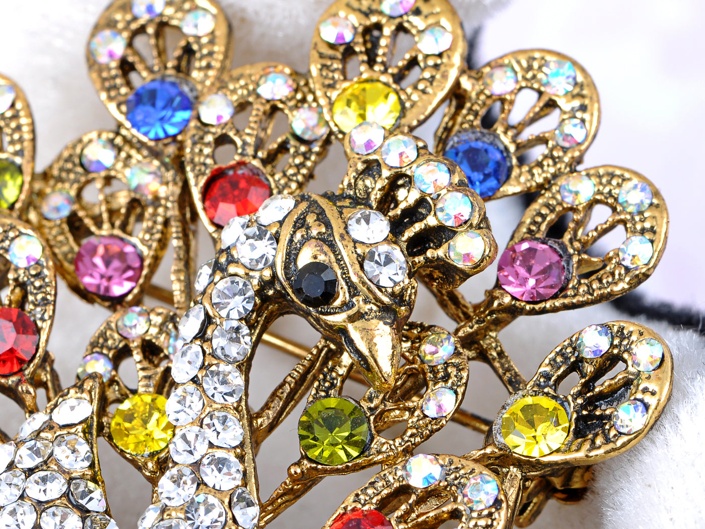 Multicolored Colorful Peacock Bird Brooch Pin