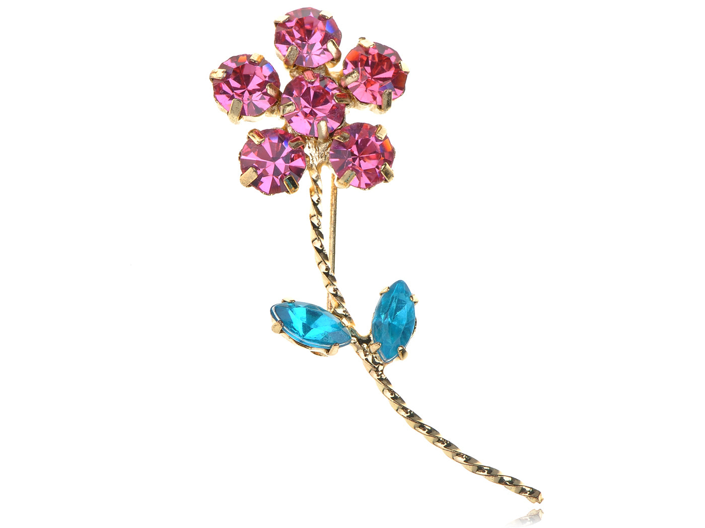 Rose Pink Blue Daisy Flower Bouquet Pin Brooch