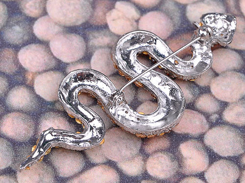 Silver Ombre Topaz Colored Slithering Jungle Snake Animal Brooch Pin