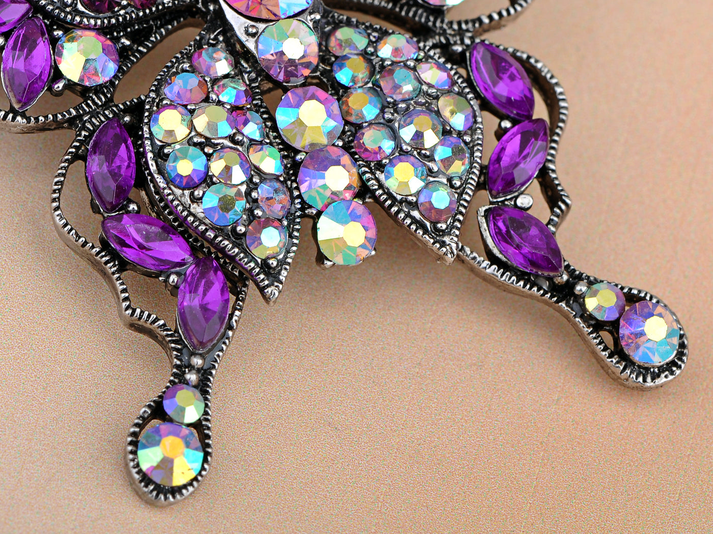 Purple Multilayer Butterfly Brooch Pin Aurora Borealis