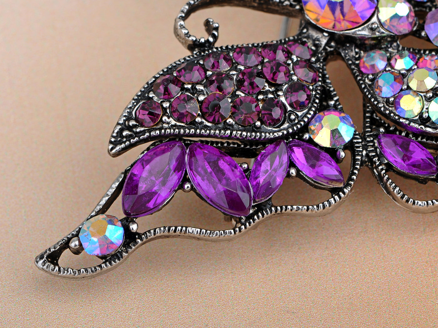 Purple Multilayer Butterfly Brooch Pin Aurora Borealis