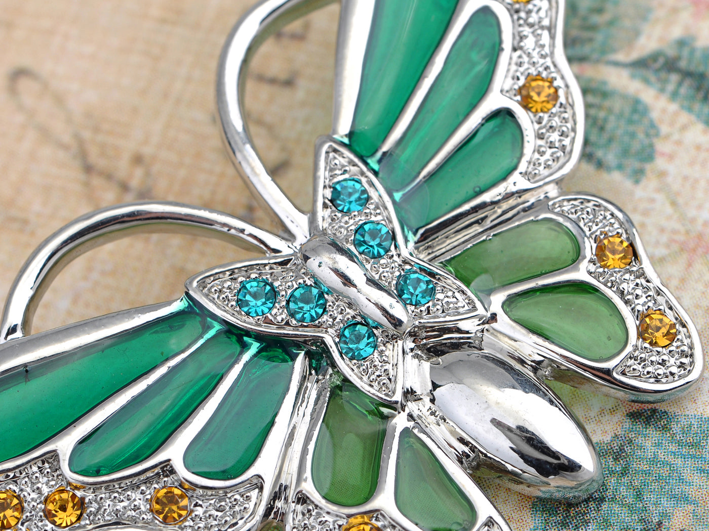 Turquoise Green Butterfly Brooch Pin