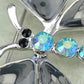 Grey Enamel Gloss Hand Painted Blue Opal Butterfly Brooch Pin