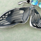 Grey Enamel Gloss Hand Painted Blue Opal Butterfly Brooch Pin