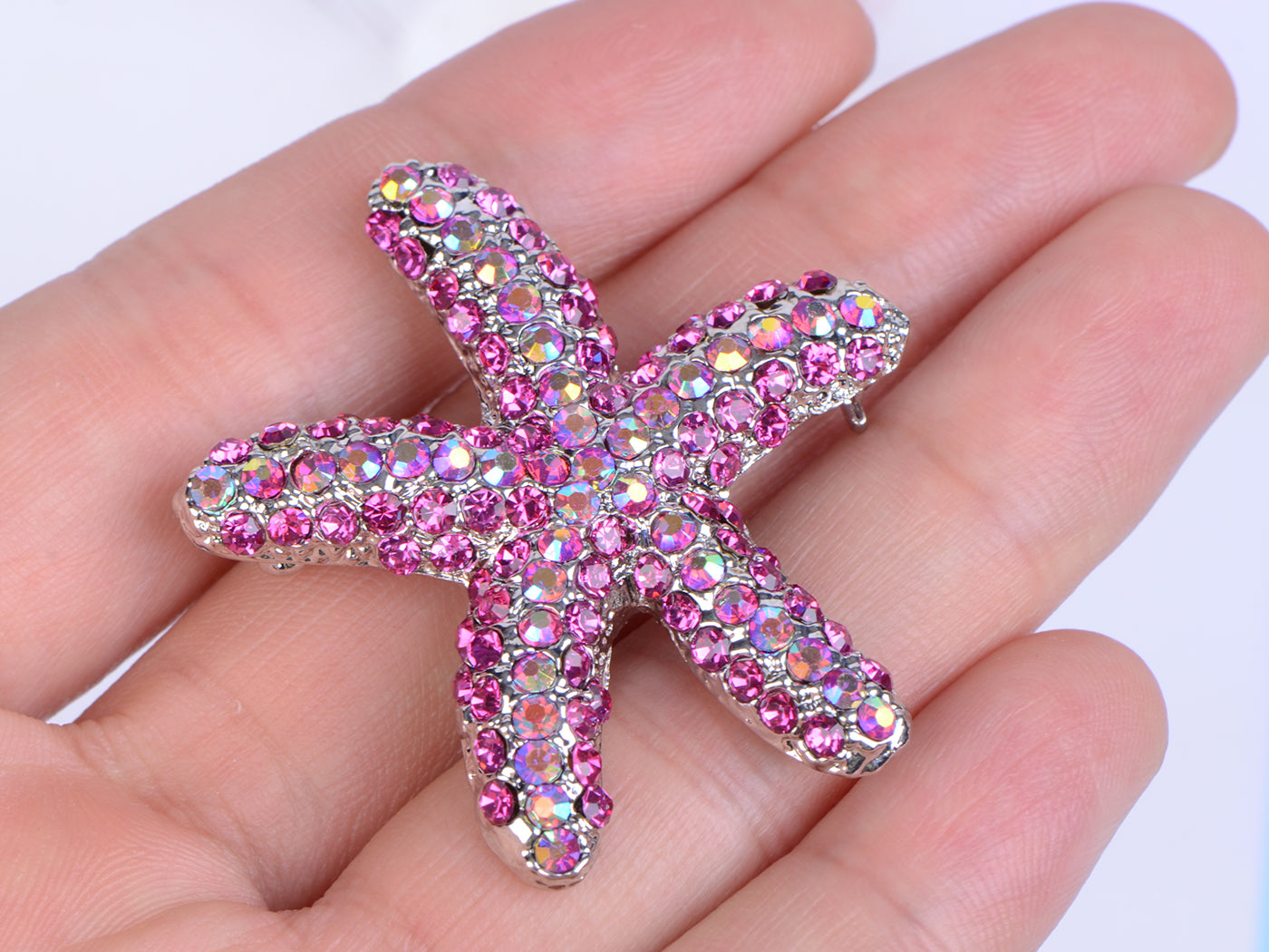 Hot Neon Fuchsia Pink Ocean Star Beach Starfish Pin Brooch