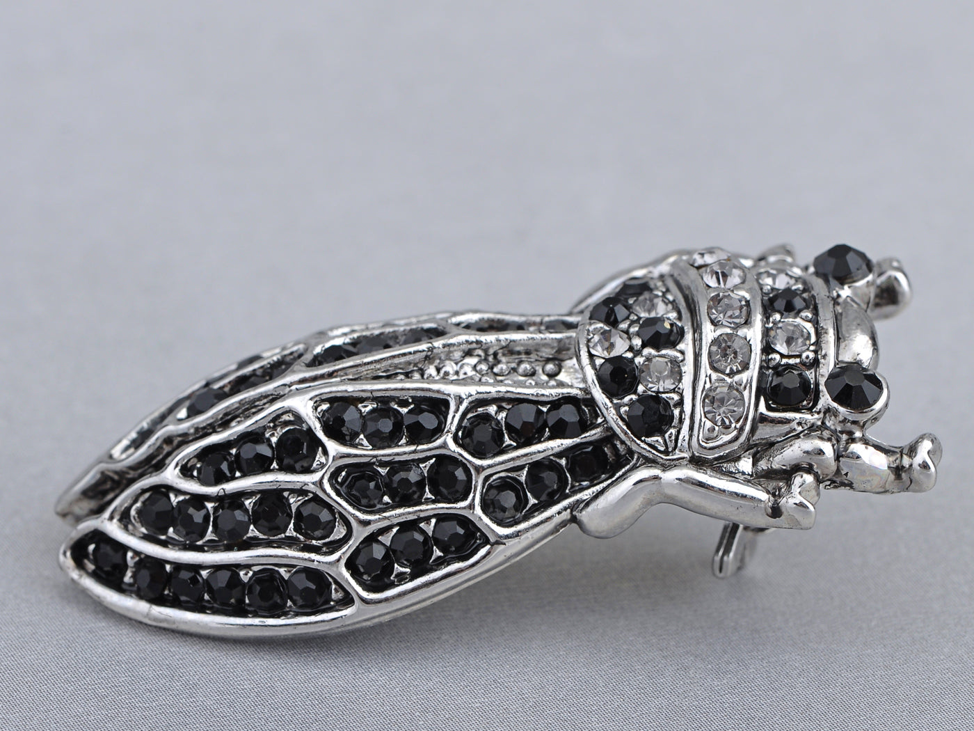 Black Cicada Insect Wings Brooch Pin